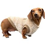 Sausage Dog Box Dachshund Snuggle Fleece Sweater - Butterscotch Beige Dachshund Jumper - Puppy Dachshund and Miniature Dachshund (XX-Small)