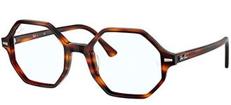 Ray-Ban RX5472 Britt Hexagonal Prescription Eyeglass Frames, Striped Havana/Demo Lens, 52 mm