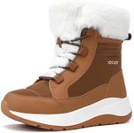 COOJOY Women's Winter Snow Boots Waterproof Faux Fur Ankle Booties Fuzzy Lightweight Ladies Comfortable Warm Outdoor Walking Boots Chestnut,9