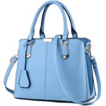 Dayfine Top Handle Handbags for Women PU Leather Satchel Handbag Tote Bags Purse Ladies Briefcase Shoulder Bag Crossbody Bag-Light blue