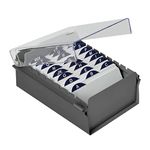 Acrimet 3 X 5 Card File Holder Organizer Metal Base Heavy Duty (AZ Index Cards and Divider Included) (Gray Color with Crystal Plastic Lid Cover)