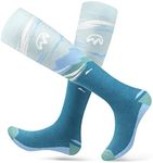 OutdoorMaster Ski Socks for Women, 2-Pair Pack Skiing and Snowboarding Thermal Socks with OTC Design w/Non-Slip Cuff