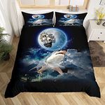 Shark Comforter Cover Sailboat Bedding Set Ocean Marine Duvet Cover for Children Kids Boys Girls Galaxy Outer Space Microfiber Bedding & Linen Bedclothes King Size