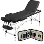 costoffs Portable Massage Table Aluminum Massage Bed Spa Bed Beauty Table Height Adjustable Salon Bed 60cm Width Black