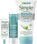 Simple Daily Detox 3 Step Regime For Oily Skin: Charcoal Cleansing Stick, Clear Pore Scrub and Sos Booster GEL1 Units- Amazon Exclusive