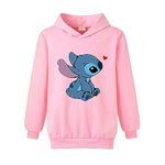 Xpialong Christmas Blue Cat Boys Girls Pullovers Hoodies Children's Casual Tops Jumper (Pink1,11-12 Years,11 Years,12 Years)