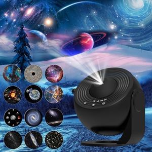 12-in-1 Planetarium Globe Projector, Space Projector, 360° Rotating Nebula Galaxy Projector with Timer, 4K HD Starry Sky Projector Light, Bedroom Dec Light, Party, Birthday Gift (Black)