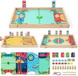 QZMTOY Large Fast Sling Puck Game Air Hocky Table Game Bowling Games -10 in 1 Family Games for Boys Girls,Teens,Adults,Wooden Hockey Board Game for 3+ years old Kids