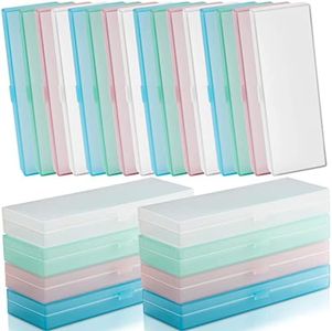 Fainne 24 Pcs Plastic Pencil Case Pencil Boxes Bulk Plastic Stationery Case Frosted Pencil Box Pencil Holder with Hinged Lid Snap Closure for School Office Supply (Multicolor,7.09 x 2.36 x 0.98 Inch)
