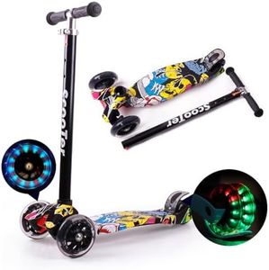 Scooters for Kids Age 2-8, 3 Wheel Kick Scooter with Light Up LED Wheels, Kids Scooter with 3 Adjustable Height, Rear Brake, Lean to Steer, Detachable and Portable Lightweight Design