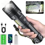 Luminex LED Torch Light High Power, Rechargeable Torchlight 20000 Lumens with COB Side-Light, Powerful Tactical 7 Lighting Mode Flashlight, Waterproof High Beam Flash Light for Home Emergency Camping