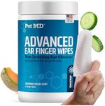 Pet MD Advanced Ear Finger Wipes for Dogs & Cats - Non-Irritating Ear Wipes & Ear Cleaner - Pet Safe Cleaner to Aid in Itchiness and Odor - Cucumber Melon (50ct)