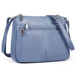 befen Real Leather Crossbody Purses Bags for Women Lightweight Pocketbooks Shoulder Bag Satchel Purse with Multi Zipper Pockets Blue