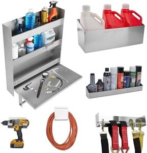 GarveeTech PP5052 Aluminium Garage Storage Kit, Workstation Cabinet 6-Piece Tool Set, Ratchet Tie Rod Holder, Wire/Hose Hooks, Miscellaneous Water Bottle Holder, Aerosol Can Shelf, Wall Tool Hanger