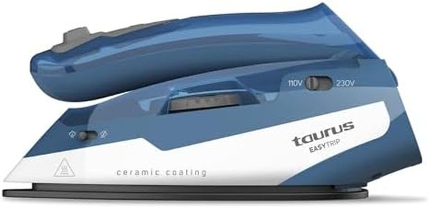 Taurus – Plancha Ropa de Vapor para Viaje Easy Trip, 1100W, Suela Cerámica, Ligera 0,7Kg, super Compacta - 9x19,5x12cm, Planchado Vertical, Cable Largo 1.9 m, Mango Plegable, Miniplancha