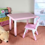 The Tickle Toe Multi-Functional Kids Adjustable Height Study Table and Chair Set, (Ages 2-10), Pink