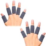 Cute critters 10Pcs Finger Sleeves Protectors Thumb Brace Support Elastic Compression Protector For Relieving Pain, Arthritis,Trigger Finger, Sports (Grey), Free size