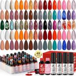 Lavender Violets 49 Pcs Gel Nail Polish Set, 45 Colors Gel Polish U V Nail Kit with Glitter Glossy Matte Base and Top Coat Set for Home Salon Manicure A906