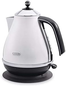 De'Longhi Icona Classic Electric Kettle KBO2001W, With Anti-Scale Filter, 360-Degree Swivel Base, Cord Storage, 1.7L Capacity, 2000W, White