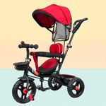 Luusa® GT-500 Tricycle with Canopy/Plug N Play Kids/Parental Control, Cushion seat and Safety Guard Rail for Boys/Girls/for Age Group 2+ Years/Carrying Capacity Upto 30-KGS Made in India (Red)