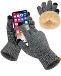 SUTIYO Winter Gloves, Thermal Fleece Lining Touch Screen Non-slip Grip Elastic Warm Knitted Gloves for Cycling Running Driving Hiking- Men Women (Gray)