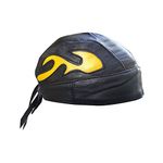 Men Women Outdoor Bike Cycling Running Skull Cap Doo Rag Bandana Scarf Hat Leather Yellow Flame