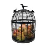 PRIME KRAFTS Bird Design Fruit and Vegetables Basket with Lid | Decorative Bulbul Fruit Holder (Black)