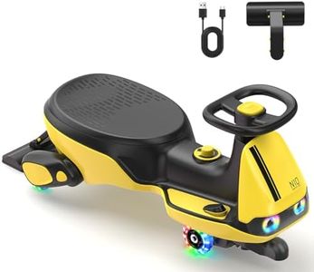 FanttikRide N10 Classic Electric Wiggle Car with Pedal, Type-C Rechargeable Battery, One-Click Detachable Mop, GlideWiz, Anti-Rollover, Flashing Wheels, Bluetooth, for Ages 3 and Up, 150 Lbs, Yellow