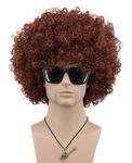 VGbeaty Mens Women Short Wave Colorful Rocker Afro Wig California Halloween Cosplay Anime Costume Wig (Brown)