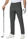 TBMPOY Men's Golf Pants Stretch Dress Lightweight Waterproof Outdoor Hiking Work Pants with Pockets Dark Grey 32