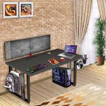 Xtreme PRO M1-Gaming, Work & Study Desk. Large for PC, Dual Monitors, iMac, and Laptops. Carbon Steel & Engineered Wood. Black Frame Desk. 4 Feet x 2 Feet (M1B4_ Smoked-Pine)