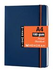 MENORAH - Artist Sketch Book - A4-180 GSM (100 Pages / 50 Sheets) Drawing Notebook - Hard Bound Book - (29.7 cm x 21 cm) - Completely Handmade- Portrait- (Blue)