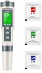 pH Meter, Digital PH Tester Pen 3 pH Calibration Powders ±0.01 pH Accuracy Pocket Size, Lcd display for Household Drinking, Pool and Aquarium