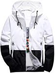 perdontoo Mens Casual Lightweight Drawstring Hooded Windbreaker Jacket (Medium, Black-4)