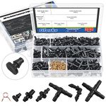 Glarks 380Pcs Barbed Connectors Irrigation Fittings and 7mm Spring Clips Kit for 1/4 Inch Water Hose Connectors, Including Barbs, Tees, Elbows, End Plug, 4-Way Coupling, 3-Way Coupling