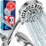 Colomore High Pressure Shower Head - Hand Held Shower Head with Long Hose 72" - Detachable Shower Head with High Pressure Power Wash - Bathroom Shower Head with Wall & Overhead Brackets (Silver)