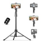 UBeesize 67" Phone Tripod&Selfie Stick, Camera Tripod Stand with Wireless Remote and Phone Holder, Perfect for Selfies/Video Recording/Live Streaming Black