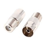 uxcell 2 Pcs Coaxial Cable Extension Adapter Connectors, F Type Female to TV PAL Female RF Coupler Coaxial Quick Connect Convertor for TV, Antenna, Tuner, Coaxial Cable, Silver Tone