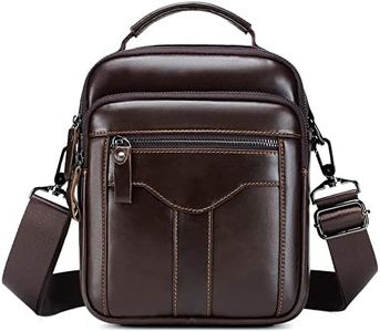 BAIGIO Men's Leather Shoulder Bag - Messenger Briefcase Crossbody Satchel Handbag for Men - Side Bag (Coffee-7)