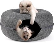 Abhsant 2-in-1 Cat Bed for Indoor Semi-Closed Cats-Cat Bed Cave,Cat Toy Interactive Hide-Way with Circle Tunnel Design and Round Donut Shape for Indoor Cats and Kittens(AB-01, 24 X 12 in)