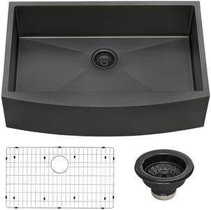 Ruvati Gunmetal Black Matte Stainless Steel 36-inch Apron-Front Farmhouse Kitchen Sink - Single Bowl - RVH9880BL