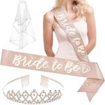 Hens Party Bachelorette Party Decorations Rose Gold Glitter Kit - Bride to Be Sash, Tiara, Veil Bridal Shower Supplies for Hen Party Engagement Party Weeding Party