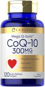 Carlyle CoQ10 300mg 120 Softgels | Mega Q-Sorb Coenzyme Q-10 with Black Pepper Extract Non-GMO, Gluten Free Supplement