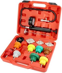 QWORK® 15Pc Radiator Pressure Tester Kit Pump Leak Detector, Cooling System Pressure Tester Kit, Fit most European and Japanese Vehicles