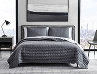 Vera Wang | Quilt Set-100% Sateen, Ultra Soft & Luxurious, Reversible Bedding with Matching Shams, Cotton, Charcoal, King