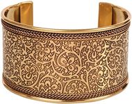 Touchstone Indian Bollywood Handcrafted Slip In Easy To Wear Stylish Wrist Enhancer Designer Broad Jewelry Cuff Bracelet For Women and Men., 1.5 Inch, Copper and Brass, no gemstone