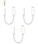 iPhone AUX Adapter Cable 3.5 mm to Lightning Jack Headphone Splitter (Pack of 3) Audio Plug Connection Accessories Apple MFI Certified Compatible with 14 13 12 11 Pro Max Mini 8 7 Plus X Xs SE 6