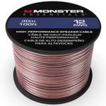 Monster XP Speaker Wire Copper Clad Aluminum Cable Spool, 12 AWG, 100 ft