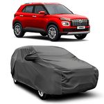 CREEPERS Water Proof - Dust Proof - Car Body Cover for Compatible with Hyundai Venue Car Cover - Waterproof UV Proof - Car Body Cover (Life Time Grey with Mirror)