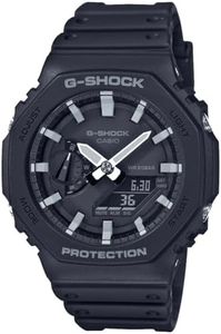 Casio Montre Quartz Homme 48.50mm avec Cadran Noir analogique/numérique et Bracelet en Plastic/Resin Strap Noir GA-2100-1AER